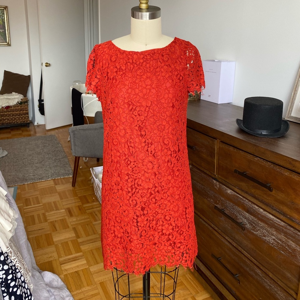Zara Red lace shift dress